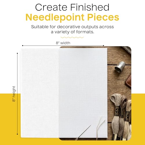 Aspen Lane 18 Mesh Blank Needlepoint Canvas 8" x 8", Cotton White, 6 Pack