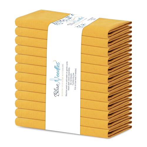 Blue Needles Solid Cloth Napkins 100% Cotton Set of 12-18 x 18 Inches - color: Golden Yellow, size: 18" x 18" (Set of 12)