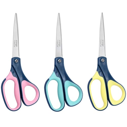 LIVINGO Titanium Scissors All Purpose - 3 Pack 8.5" Sharp Shears for Office