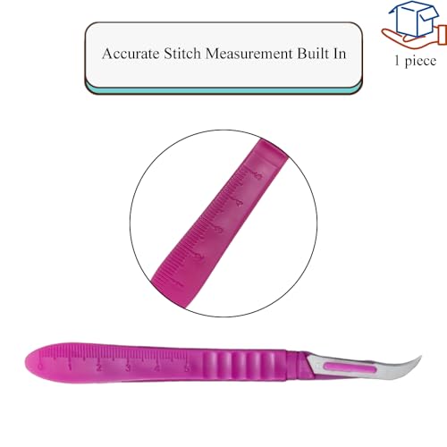 HAHIYO Pink Seam Ripper Ergonomic Grip Thread Stitch Remover Sewing Stitch Cutter Thread Ripper Unpicker Sewing Accessory Supply for Crafting Notions Quilting Hem with Built-in Ruler, 5.3-Inch 2PCs