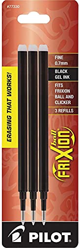 Pilot Gel Ink Refills for FriXion Erasable Gel Pen, Fine Point, Black Ink - Pack of 18 (77330) - size: 3 Count (Pack of 6)