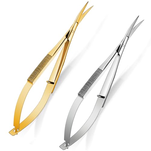 Shynai 2 Pieces 4.7 Inch Embroidery Scissors Curved, Gold, Silver - color: Gold, Silver