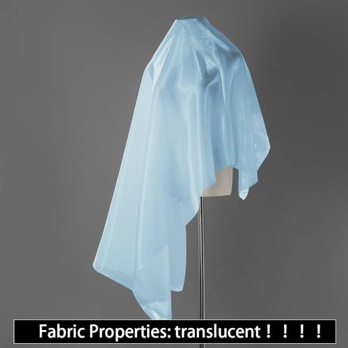 Light Blue Organza Fabric by The Yard, 44" Wide Sheer Fabric 5 Yards - color: Light Blue, size: 5 yard pre cut