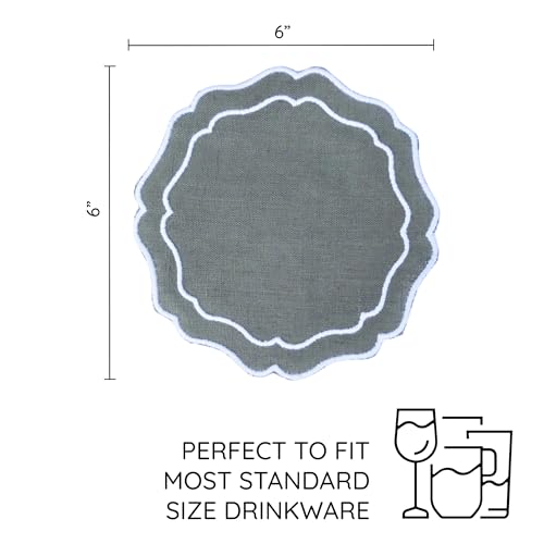 Linen Coasters for Drinks Set of 6, Sage - color: 1117 - Sage, size: 6 inches