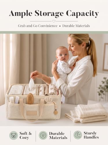 Baby Diaper Caddy Organizer with Waterproof Changing Pad, Beige - color: 3/ Beige Diaper Caddy with Changing Pad