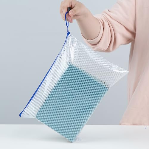 Koogel 5PCS Mesh Zipper Pouch Bags, A4, Waterproof File Folders, 5 Colors