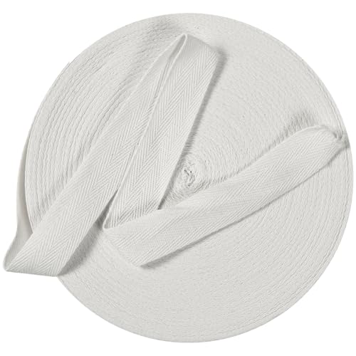 Cotton Twill Tape Ribbon 1/2 Inch Wide Tape Herringbone Webbing Roll Bias Binding Tapes for Sewing and DIY Crafts, Natural (White, 30 Yards) - color: White, size: 1/2 Inch, 30 Yards