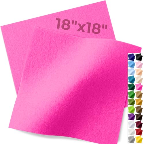 IONTACH 18" X 18" Soft Felt Sheets 1.6mm Thick (2 Packs, Hot Pink) - color: Hot Pink
