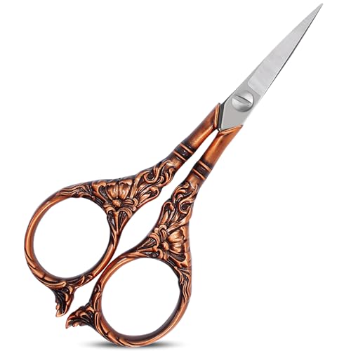 BIHRTC 4.5Inch Vintage Crochet Embroidery Scissors Small Sharp Pointed - color: Coffee Copper, size: 4.5 IN