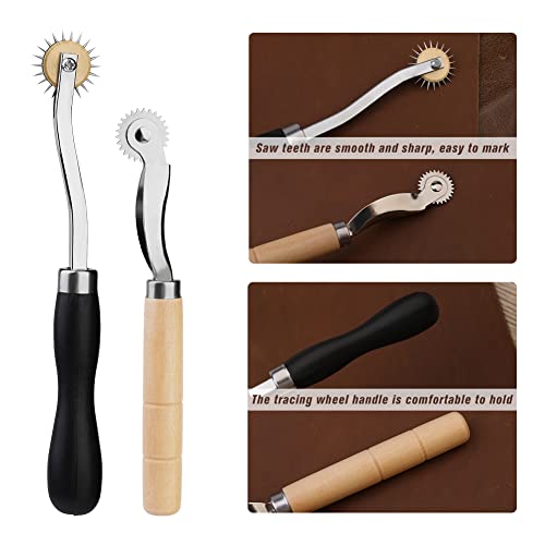 Lunarm Tracing Wheel Sewing Tool 2PCS Professional Stitch Marking Spacer - color: Black and Wood