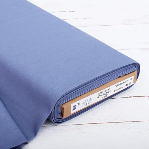 Threadart Denim Linen Fabric - 3 Yard Cut, 55" Wide - color: Denim, size: 3 YARDS