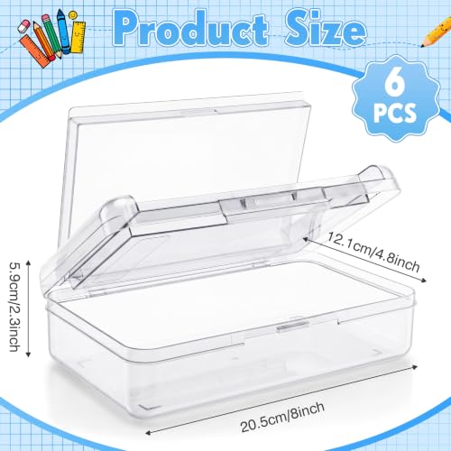 Blulu 6 Pack Double Layer Pencil Boxes Large Capacity,Clear - color: Clear