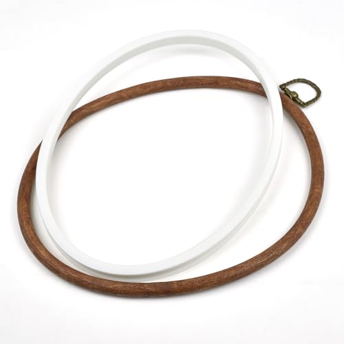 Celley Embroidery Hoops, Oval Wood-Look, 3 Pcs (Wood-Look, 5.5 X 4.4 Inches) - size: 5.5 X 4.4 Inches