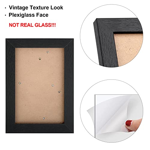 TOFOREVO 4x6 Picture Frames Set of 4, Black - color: Black Wood Grain, size: 4x6