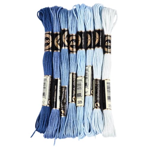 8 Skeins 6 Strands Blue Cross Stitch Thread Variegated Gradient Embroidery Floss Polyester Friendship Bracelet String Yarn Threads Bulk for Hand Sewing Bracelets Making Needlecraft Crochet - color: Gradient Blue, size: 70Yards