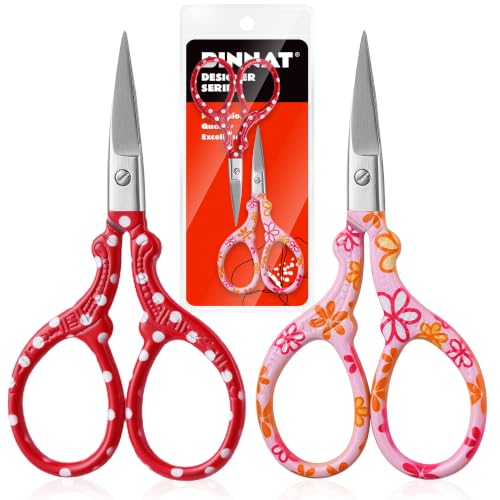Sharp Embroidery Scissors, 2PCS Sewing Craft Scissors, Red+Pink - color: Red+pink