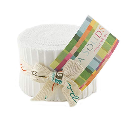 Bella Solids White Bleached Junior Jelly Roll 20 2.5-inch Strips Moda Fabrics 9900JJR 98