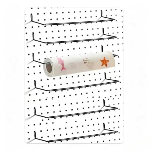 AccEncyc 6 Pack Pegboard Towel Holder Pegboard Hooks for Paper Towels, Kitchen Towels, Stickers, Tapes Great Peg Board Organizer Accessories for Workshop, Garage, Kitchen