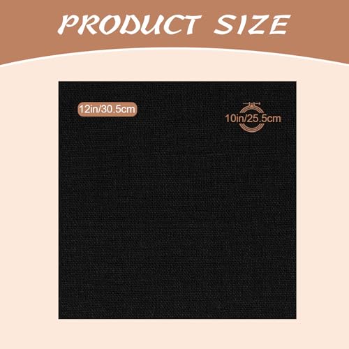 20 PCS Linen Embroidery Fabric, Pre-Cut 12 × 12 Inch Black Fabric - color: Black, size: 12×12 Inch