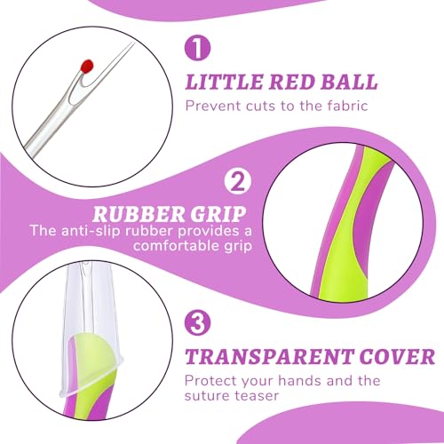 RJLCTH 3 Pcs Seam Rippers for Sewing, Green Rubber Grip - color: Green
