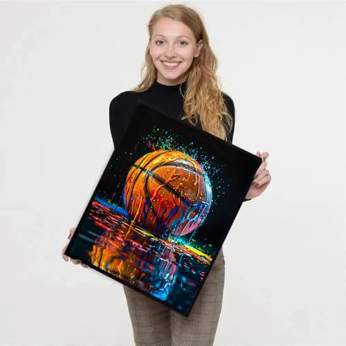 3 Pack Graffiti Ball Sports Stamped Cross Stitch Kits for Adults Beginners - color: Rugby, Basketball, Baseball