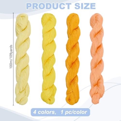 FREEBLOSS 4 Pcs Sashiko Thread Sashiko Skein 100M * 4 Colors Pure Cotton Embroidery Thread Japanese Sewing Threads Quilting and Embroidery Kit Supplies, Yellow and Orange - color: Sunset Yellow Theme