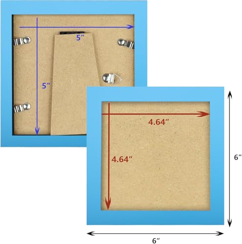 WUTL 5x5 Picture Frames Solid Wood Square Photo Frame Blue 6 Pack - color: Blue, size: 5x5