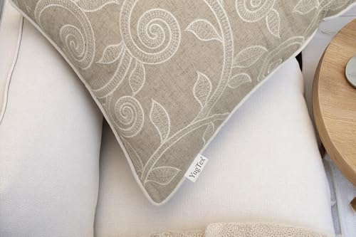 Scroll Vine Embroidered 18x18 Throw Pillow Cover, Natural - color: Natural-maurice Scroll, size: 18" x 18" (Pack of 1)