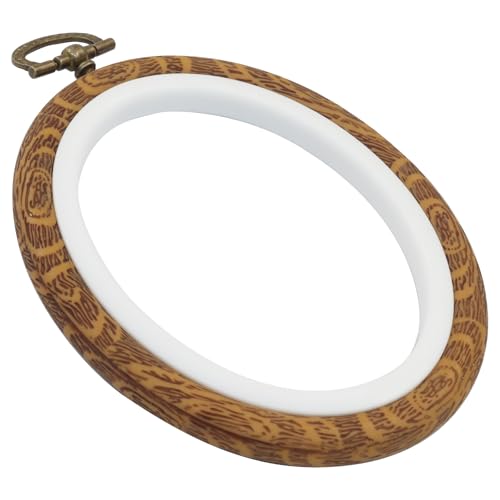 Marvexi 5Pcs Oval Embroidery Hoops 3"x3.7" Vintage Cute Faux Wood - style: 3" x 3.7"