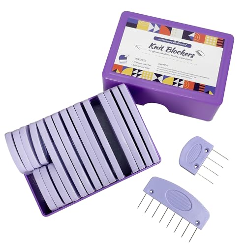 20Pcs Knit Blockers Pins Kit, Blocking Combs for Crochet Knitting Board Mats, Pins for Sewing Lace Needlework Projects Tool - Light Purple - color: Light Purple
