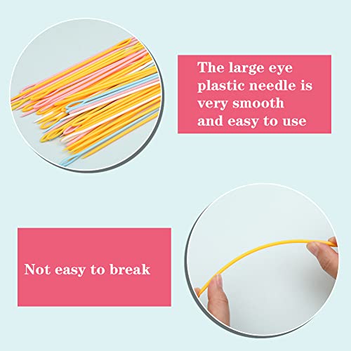 Lunarm Plastic Needles 50pcs Yarn Needles Plastic Large Eye 5.91inch/15cm - size: 5.91 inches