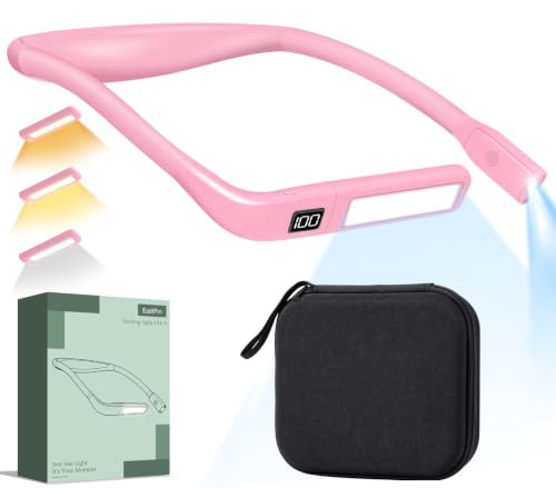 Pink Book Light with Storage Case, Rechargeable Neck Reading Light - color: Pink + Black Storage Case