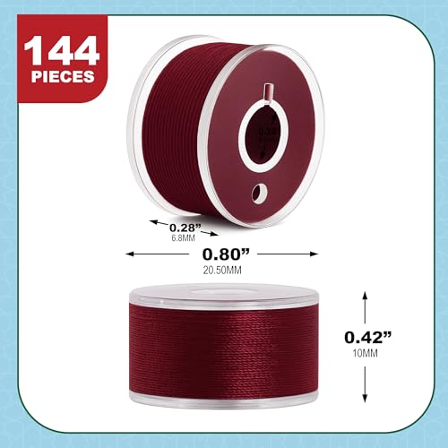 Mandala Crafts Burgundy 15J SA156 Prefilled Bobbin Thread, 144 PCs - color: Burgundy, size: Size A 144 X 142 Yards