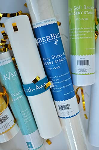 Kimberbell Wash Away - Water Soluble Machine Embroidery Stabilizer, 20x10 Yd Roll - Washes Out Completely Leaving No Residue - Sewing, Quilting, Piecing Projects, Appliques, Lace, Crafting & More!