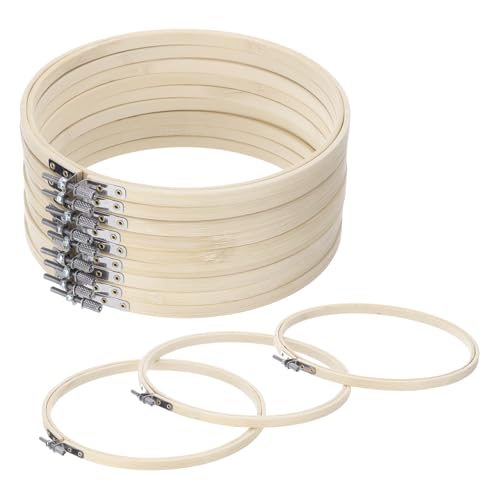 MECCANIXITY 6 Pieces 8 Inch Embroidery Hoops Adjustable Round Bamboo Circle Cross Stitch Hoop Ring for Art Craft Handy Sewing Needlework DIY Decoration - size: 8 Inch