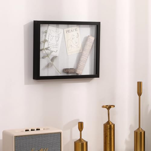 Muzilife 11x14 Shadow Box Wood Picture Frame, HD Glass, 2PCS, Black - color: Black, size: 2pcs 11X14