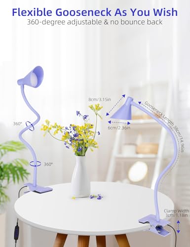 Clip on Light USB Reading Lights for Books in Bed, Reading Lamp Purple - color: Purple