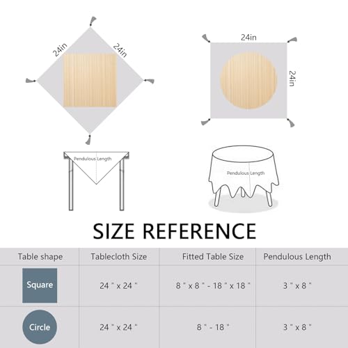 Fall Square Tablecloth 24 x 24 inch, Rustic Farmhouse Nightstand Cover Top - color: Brown, size: 24" x 24" (Square)