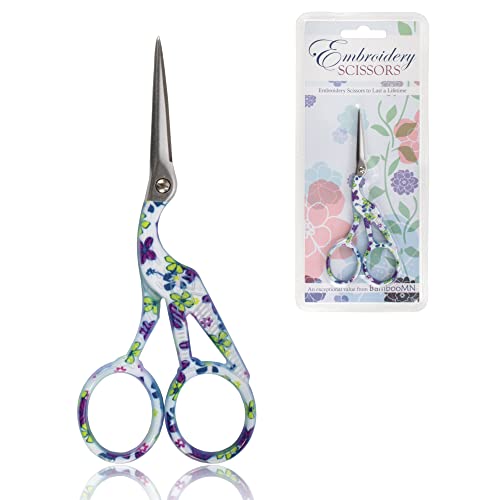 JubileeYarn Pointed Tip Embroidery Craft Stainless Steel Stork Scissors - Purple - 3 Units - color: Stork Purple, size: 3 Units
