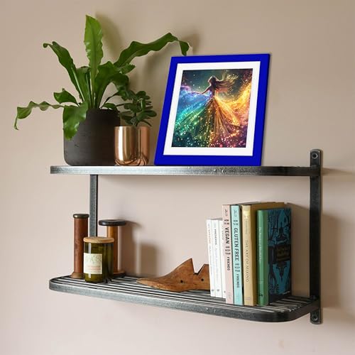 Betionol Diamond Painting Frames, Display 12x12in/30x30cm Diamond Painting Pictures or Photos, Blue Natural Solid Wood Picture Frame with Acrylic Protection Glass, Back Mat And Hanging Kit - style: Blue - Single