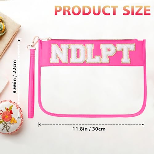 Needlepoint Project Bag Sewing Gifts Embroidery Sewing Bag Craft Storage Organizer NDLPT Clear Zip Pouch Bag - color: Hot Pink, size: Flat-M