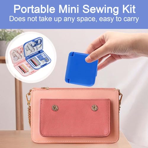 2 Pack Mini Travel Sewing Kit, Portable Sewing Kit, Emergency Sewing Travel Small, Beginners DIY Sewing Thread Needle Threader Scissors Kit for Women, Mom, Traveler, Adults, Beginner