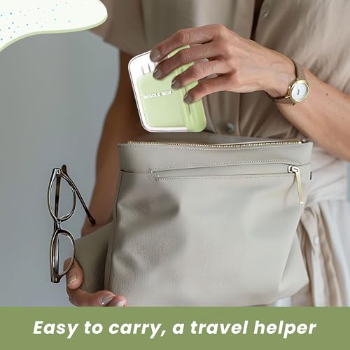 HUISUYTON Portable Travel Magnetic Sewing Needles Case,10PCS Needles(Beige) - color: Beige