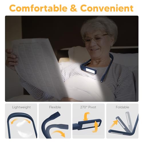 Neck Book Light, 3 Color Stepless Dimming Reading Light for Bed - color: Dark Blue