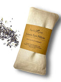 Sacksy Thyme Organic Linen Eye Pillow - Lavender & Flaxseed for Relaxation, Yoga, Stress Relief - Microwavable Heating Pad & Cool Compress - Made in USA - Gifts for Meditation - color: Beige (Lavender)