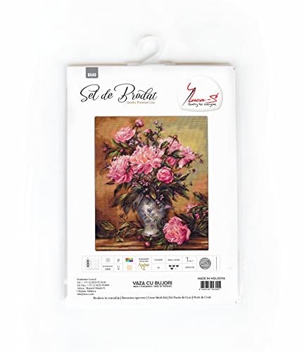 B543 Peonies Vase - Cross Stitch Kit Luca-S