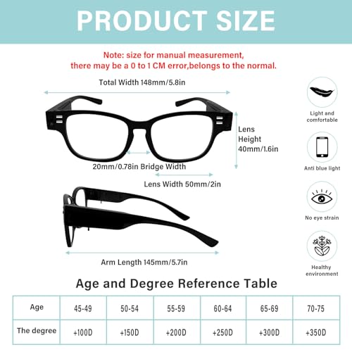 3Pack Reading Glasses with Light and Magnifier Bright Led Readers with Lights Blue Light Blocking Lighted Eye Glasses - color: Style 1