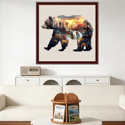 Findvoor Counted Cross Stitch Kits for Adults Full Range of Cross Stitching Embroidery Unprinted Pattern for Beginners, 11CT Needlepoint Cross-Stitch Patterns Embroidery Kits-Abstract Bear 18×18 inch - color: ColourSet01