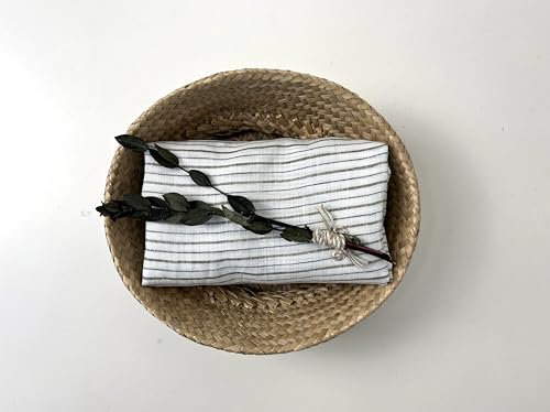 100% Linen Fabric – Lightweight Prewashed – Horizontal Stripe Patterns – Precut Style – Soft & Breathable – 52” Width – by The Linen Lab (Green & Blue 4774, 1 Yard pre Cut) - color: Green & Blue 4774, size: 1 yard pre cut