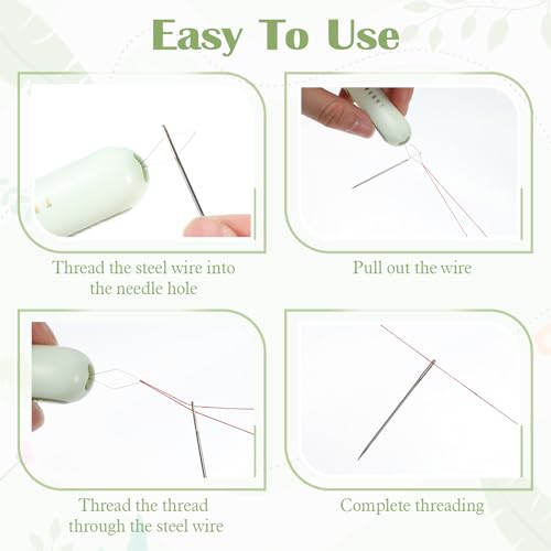3 PCS Needle Threader Seam Ripper, 2 In 1 Needle Threaders Tool Thread Remover Tool for Hand Sewing Threaders Gray Green Yellow
